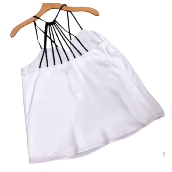 Express Blouse Silk-like off white Ivory with Black Straps Cami Top Size S - Picture 5 of 10